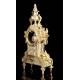 Antique Bronze Clock and Candlestick Set. France, XIX Century