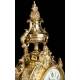 Antique Bronze Clock and Candlestick Set. France, XIX Century