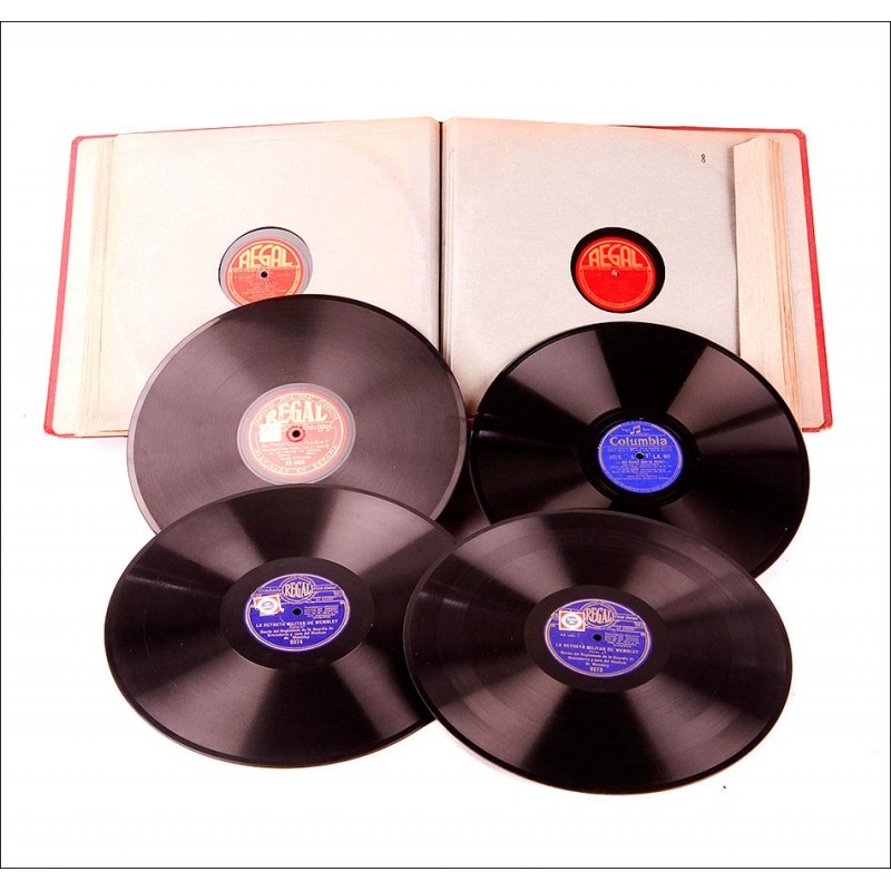 Álbum con 12 Discos de Gramófono Antiguos. Música Clásica. Álbum Original