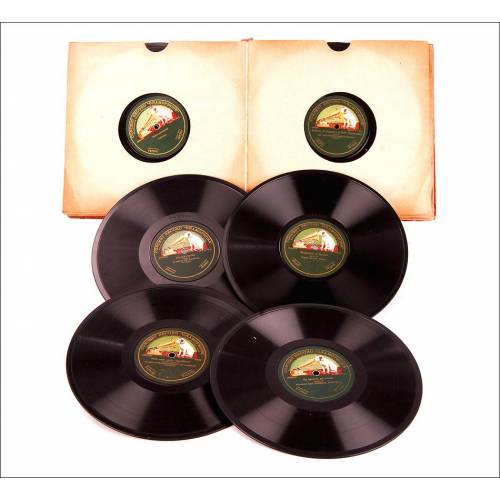 Álbum con 12 Discos de Gramófono Antiguos. Música Clásica y Tradicional. Álbum Original