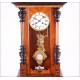Precioso Reloj de Péndulo de Pared Deutsche Reichs, Alemania ca. 1895. con espectacular interior.