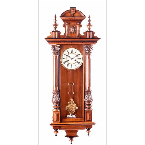 Reloj de Pared Antiguo. Fabricado por HAC. Alemania, Circa 1900.