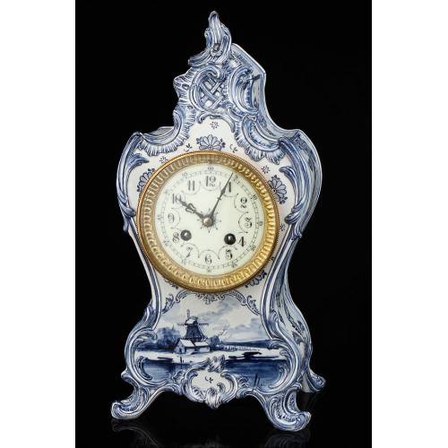 Porcelain Mantel Clock. Antique. France, 19th Century
