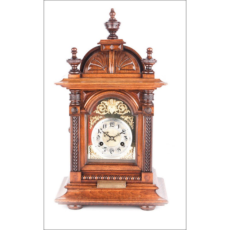 Precioso Reloj De Sobremesa En Caoba Tropical. Alemania, 1903