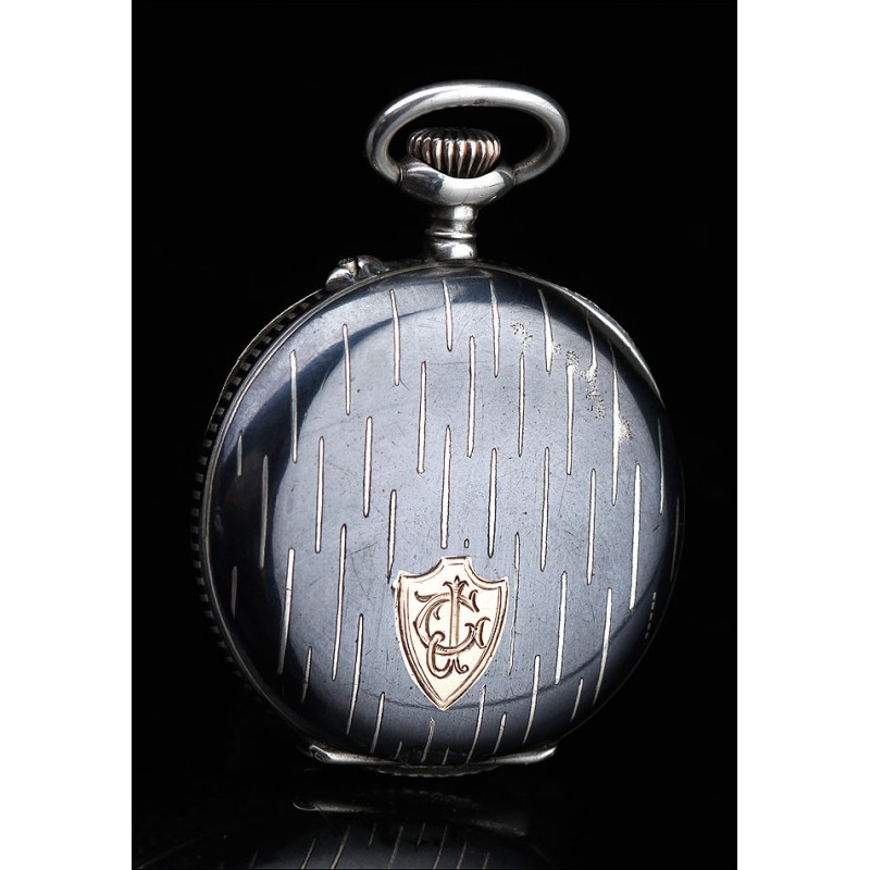 Antique Silver Niello Pocket Watch, Circa 1890s