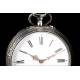 Antique German Silver Pocket Clock, Circa 1890s