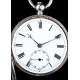 Elegante Reloj de Bolsillo Antiguo en Plata Maciza Contrastada. Londres, 1865