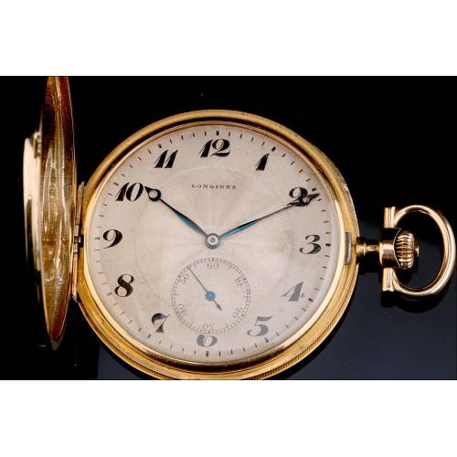 Reloj de Bolsillo Longines Ultrafino. Oro de 18 K. Suiza, 1915