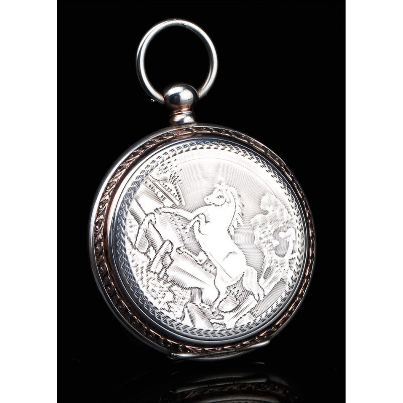 Antique Swiss antique silver pocket watch, 1875