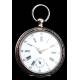 Antique Swiss antique silver pocket watch, 1875