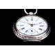 Antiguo Reloj de Bolsillo de Plata Maciza Contrastada y con Llave. Suiza, Circa 1875