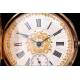 Antiguo Reloj Ginebrino Hughenin & Fils de Oro de 18 K. Funcionando. Suiza, Circa 1880