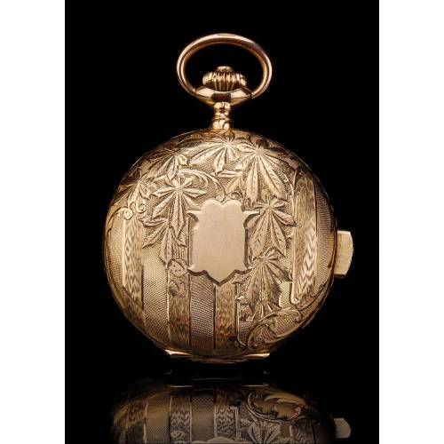 Antiguo Reloj de Bolsillo de Oro de 18K con Sonería de Cuartos. Suiza, Circa 1910