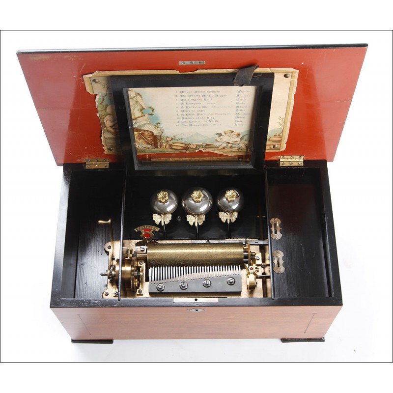 Antique Music Box With Butterflies, Circa 1890