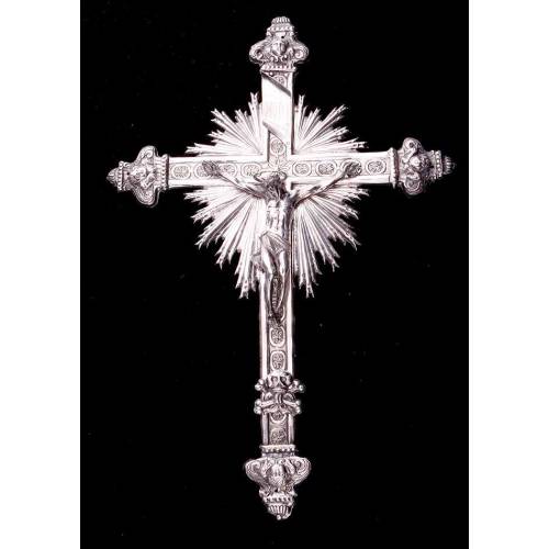 Antique Solid Silver Crucifix. Austro-Hungary. XVIII- XIX CENTURY