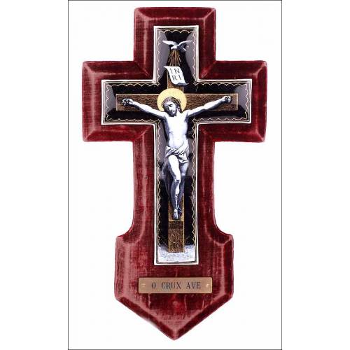 Precious Limoges Enamel Crucifix. Antique. Pps. S. XX