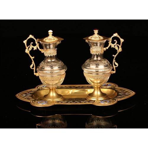 Antique Brass Eucharistic Vases, XIX Century