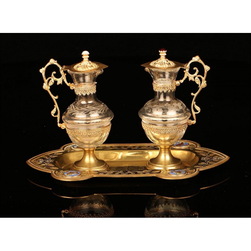 Antique Brass Eucharistic Vases, XIX Century