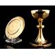 Antique Chalice and Paten of Solid Silver, XIX Century.