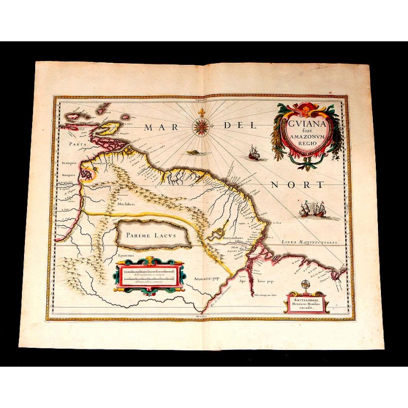 Antique Map of Brazilian Guiana, 1638.