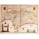 Maravilloso Mapa Antiguo de Andalucía Publicado por Janssonius-Hondius. Holanda, 1638