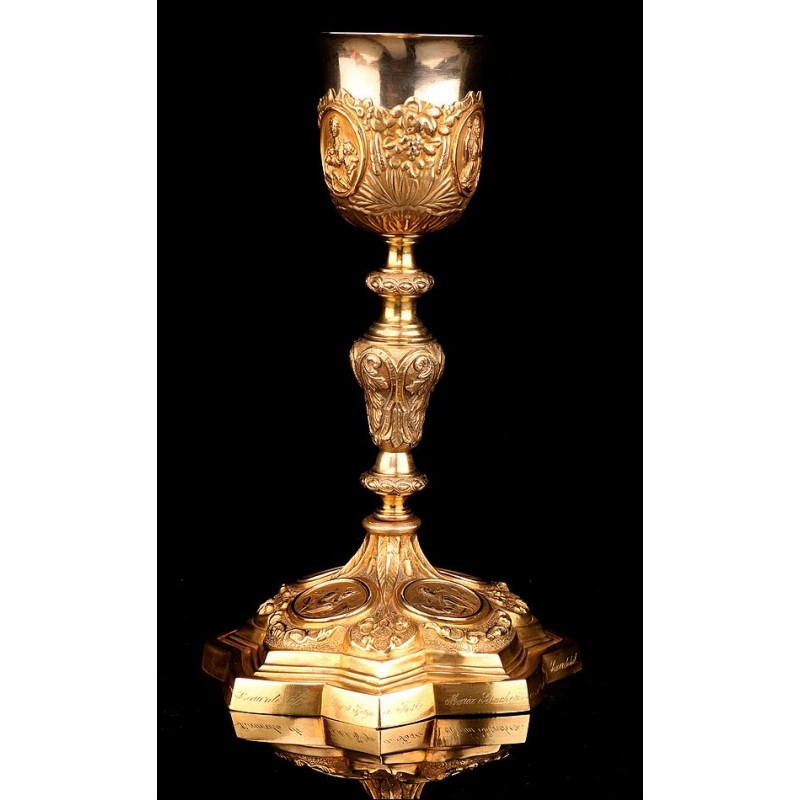 Antique Spanish Bronze and Silver Chalice