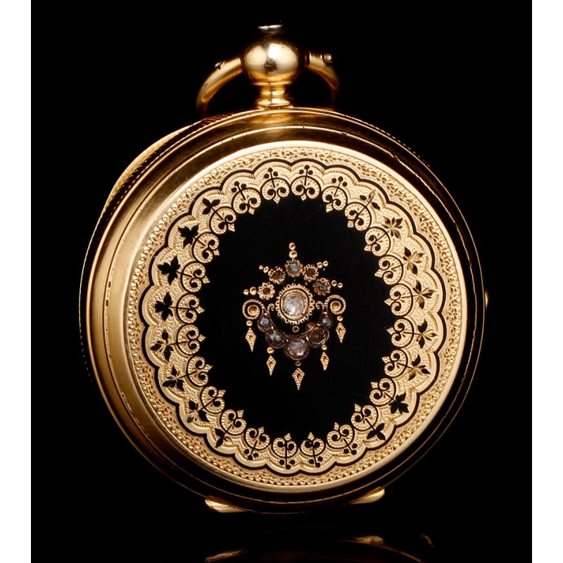 Reloj de Bolsillo en Oro de 18K Huguenin et Fils, 1880