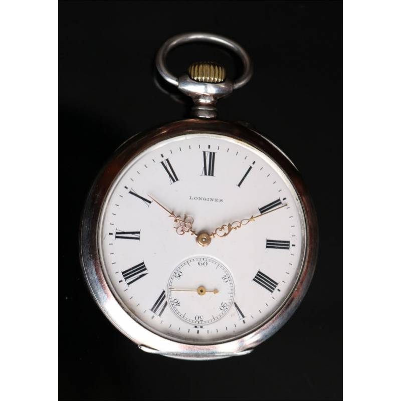 Reloj de Bolsillo Longines de Plata Maciza. Lepine. Alemania,