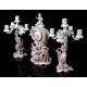 Antique Porcelain Clock and Candlesticks, ca. 1900.