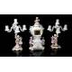 Antiguo Reloj y Candelabros de Porcelana, Ca. 1900