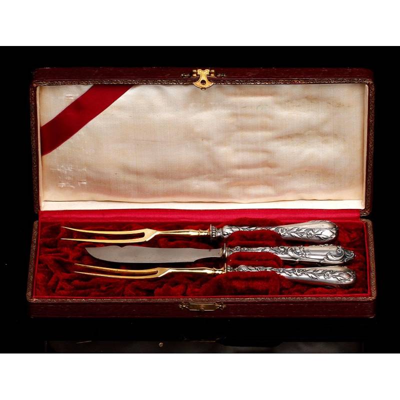 Antique Silver Serving Cutlery, 1900s.