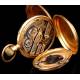 Reloj de Bolsillo Antiguo J. Trilla. Doble Esfera. Suiza, Circa 1890