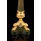 Antique Candlesticks in Gilded and Patinated Bronze. France, XIX Century