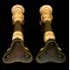 Antiguos Candeleros de Bronce Dorado y Patinado. Francia, Siglo XIX