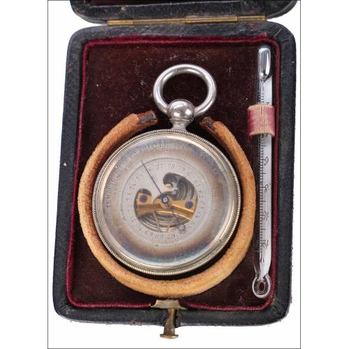 Antique Pocket Barometer and Thermometer, Circa 1900