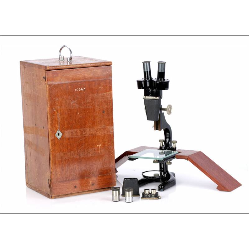 Microscopio Estereoscópico Antiguo. W. R. Prior y Co. Inglaterra, 1948