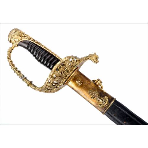 Espada Antigua de Oficial de Marina. Francia, S. XIX