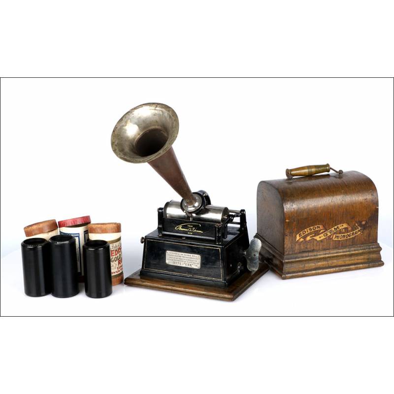 Precioso fonógrafo antiguo Edison GEM Tipo I. USA 1898