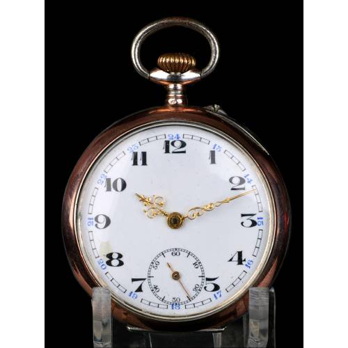 Antiguo Reloj de Bolsillo de Cilindro en Plata. Suiza, Circa 1900