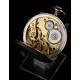 Reloj de Bolsillo Antiguo en Plata Maciza. Suiza, Circa 1900