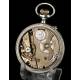 Antique Silver Pocket Watch. Enameled numbering. Spain, 1900