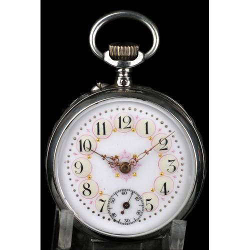 Reloj de Bolsillo Antiguo en Plata. Francia, Circa 1900