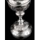 Antiguo Copón de Plata Maciza. Orfebre Favier. Francia, Siglo XIX