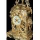 Antique Bronze Mantel Clock with Lion Handles. France, Circa 1900