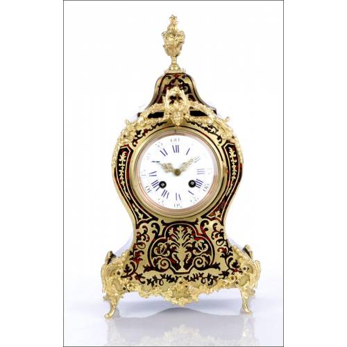 Antique Mantel Clock with Boulle Marquetry. France, Circa 1870