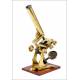 Gran Microscopio Compuesto Antiguo Steward. Inglaterra, Circa 1880