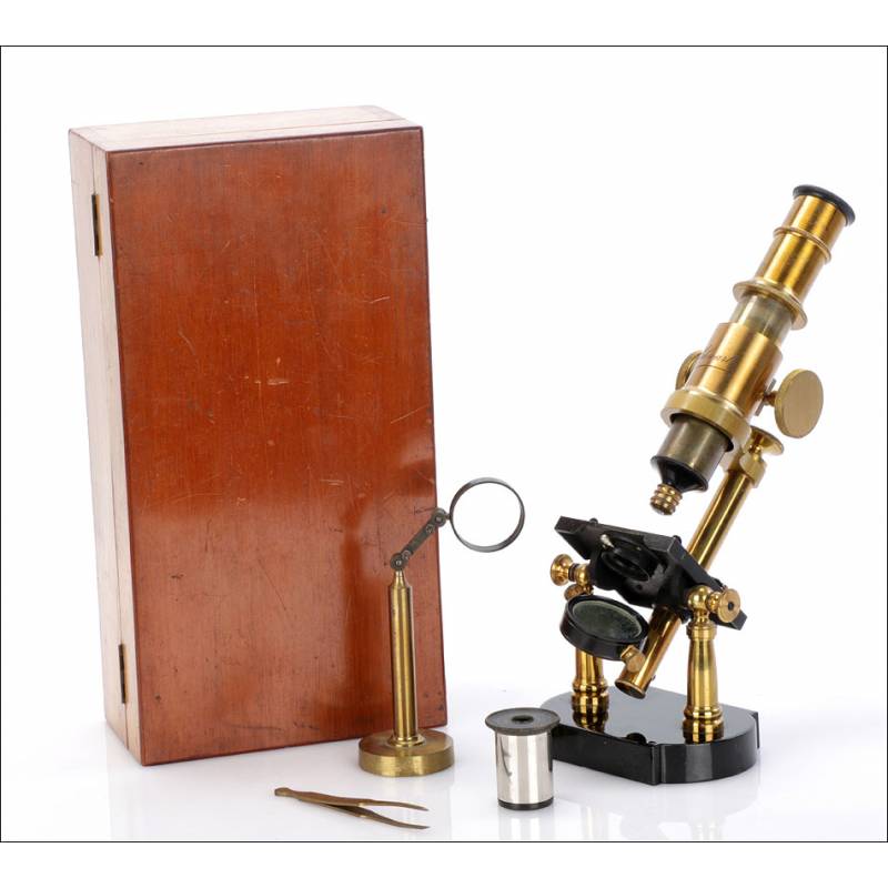 Microscopio Antiguo Schwartz. Inglaterra Circa 1900
