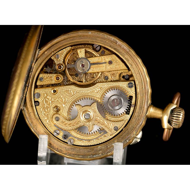 Antiguo Reloj de Bolsillo Roskopf con Bonita Maquinaria Circa 1900