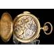 Antique Roskopf Pocket Watch. Antique 18K gold. Minute repeater and chronometer. Switzerland, Circa 1910