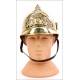 Antique French Fireman's helmet of the City of Saint Martin le Vinoux. France, 1890